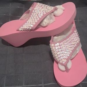 Pink Pastel Sequin Flip Flops